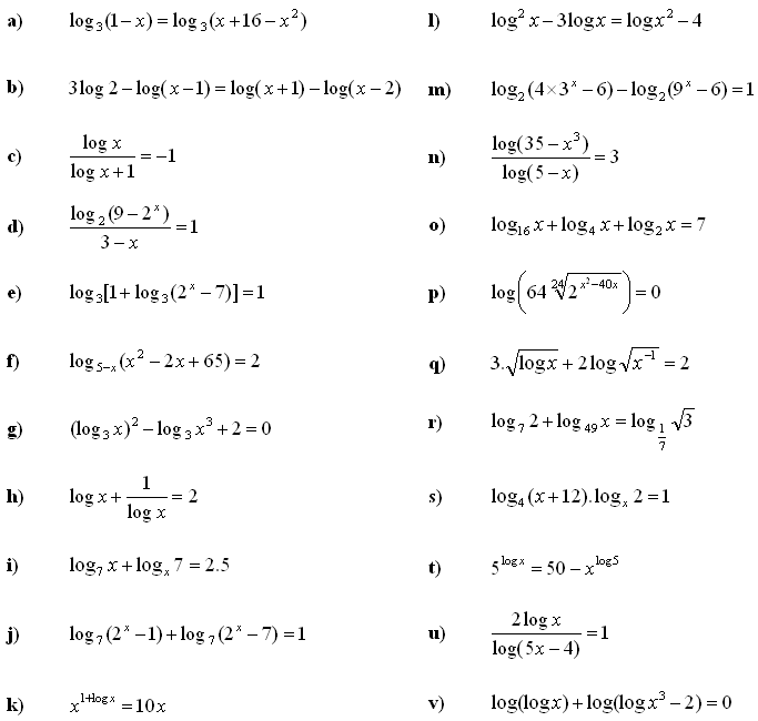 Logarithmic equations and inequalities - Exercise 3
